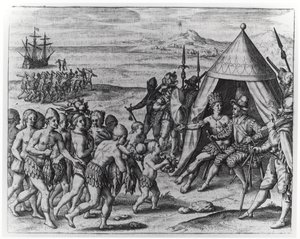 Sir Walter Raleigh Trying to Establish Friendship with King Arromaia of Guiana, from 